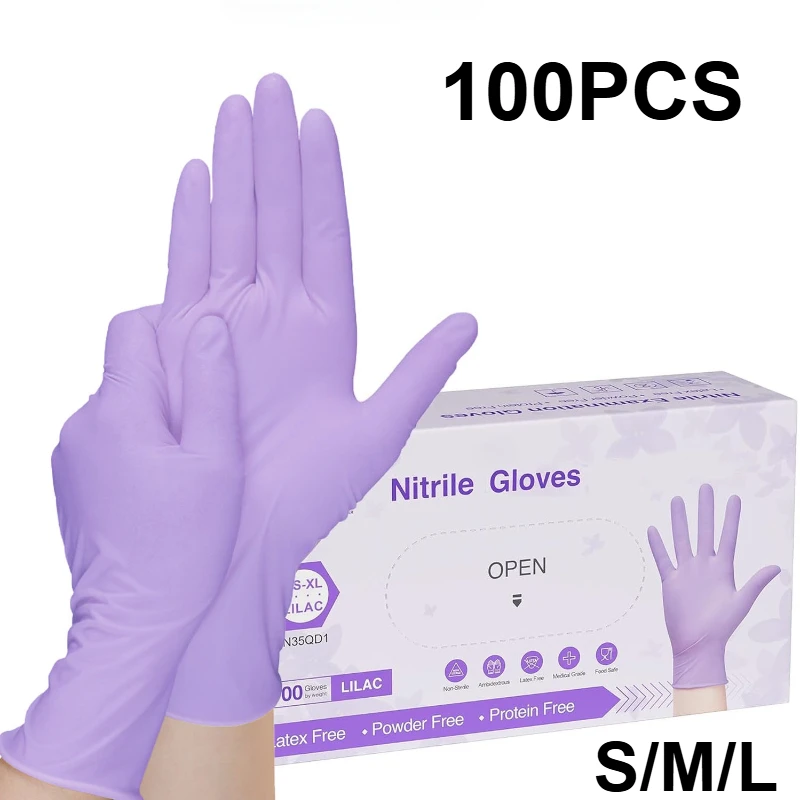 Medical Gloves - 10-100 قطعة قفازات النتريل الأرجواني القابل